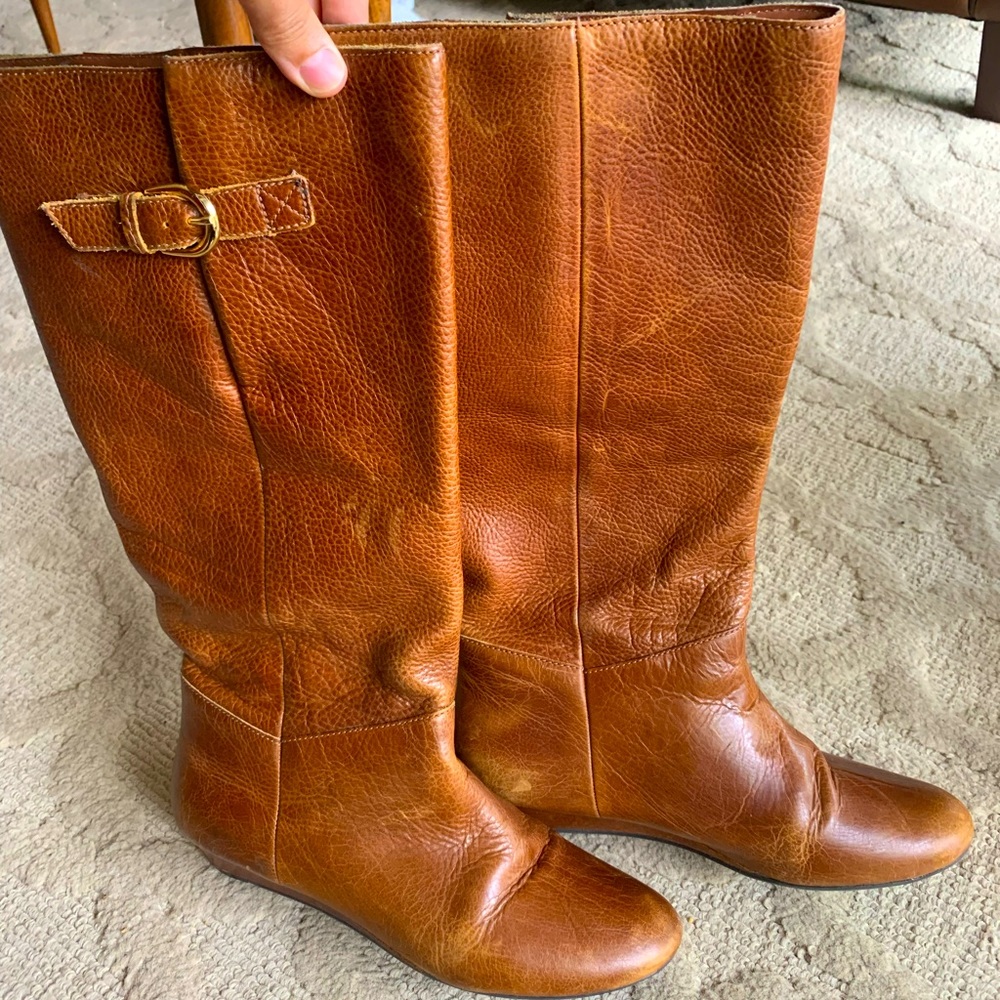 Steven by Steve Madden Intyce Cognac Leather Boots